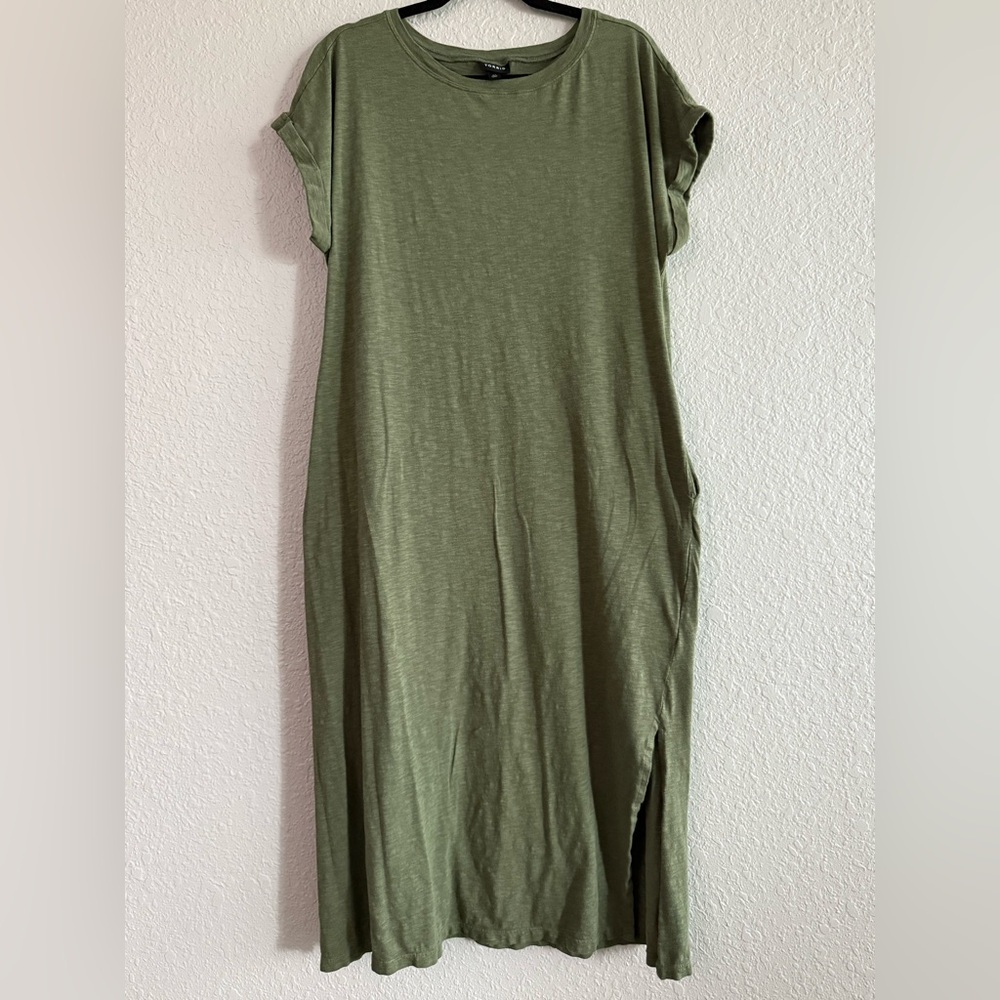 Torrid Tee Shirt Maxi Dress with Pockets - Olive Green, Torrid size 00 (10 - M)
